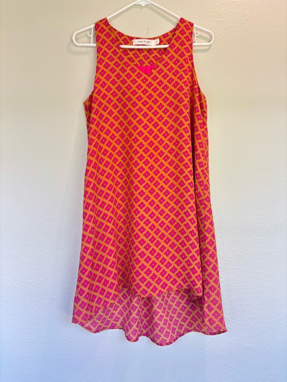 Cameo & Myth Sleeveless, Geometric High-Low Shift Dress in Pink and Orange NWOT - Picture 3 of 16